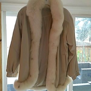 Leather fox fur coat vintage